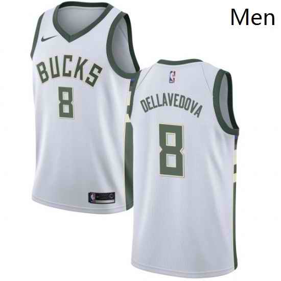 Mens Nike Milwaukee Bucks 8 Matthew Dellavedova Swingman White Home NBA Jersey Association Edition